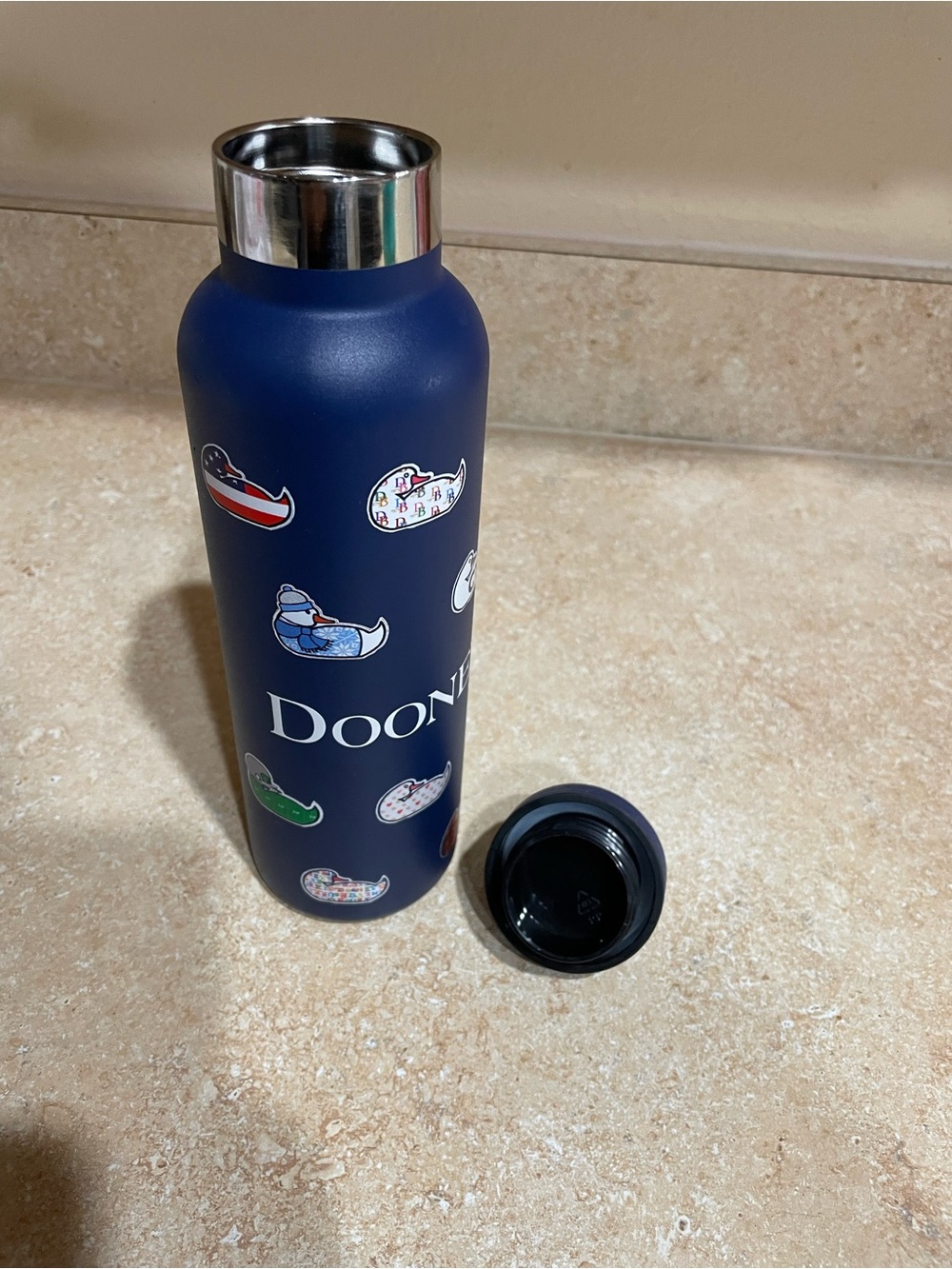 Dooney & Bourke Navy Water Bottle with Sticker Motif - Picture 3 of 5